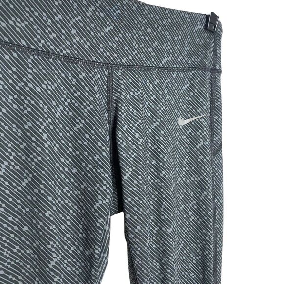Nike Running Leggings Womens XS Black Gray Dri Fit Meteor Capri Geometric Gym - Picture 4 of 9